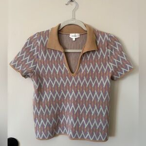 Patterned Knit Polo Shirt